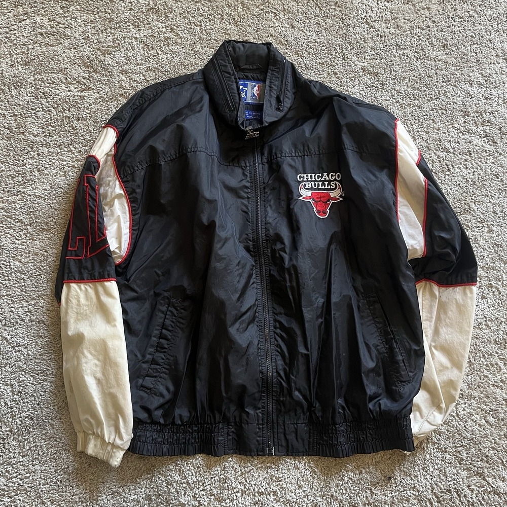 VTG 90's Chicago Bulls Starter Zip Windbreaker Basketball Jacket READ Men's L